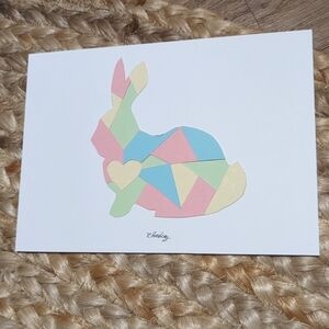 Rabbit bunny pastel paper art, 5x7